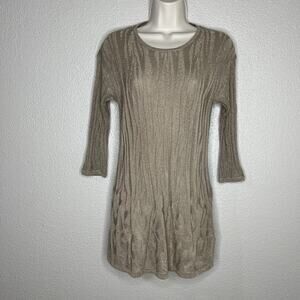 Chicos Sweater Womens 0 US XS Gold Lightweight Knit Travelers Brown Casual